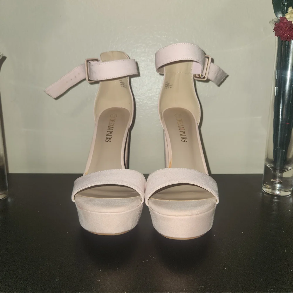 Dream Pairs Blush Ankle-Strap Platform Heels